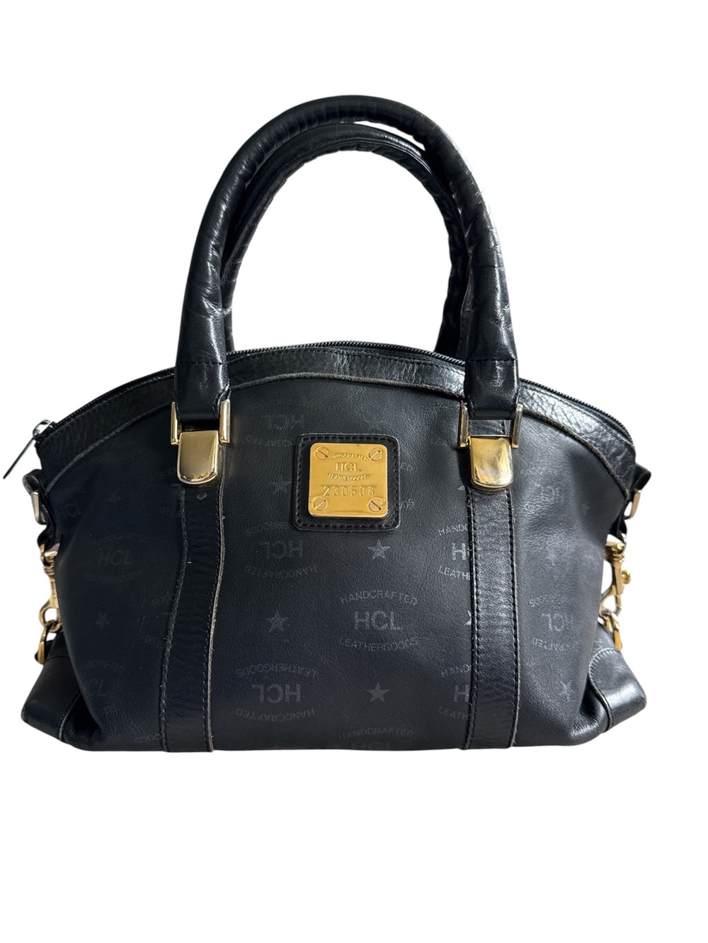 Vintage HCL Handcrafted Signature Monogram Dome Leather Satchel Bag